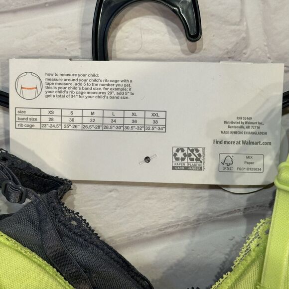 Girls Wonder Nation 2 Pack T-Shirt Bras Size XS 28 Yellow Gray - Picture 8 of 8